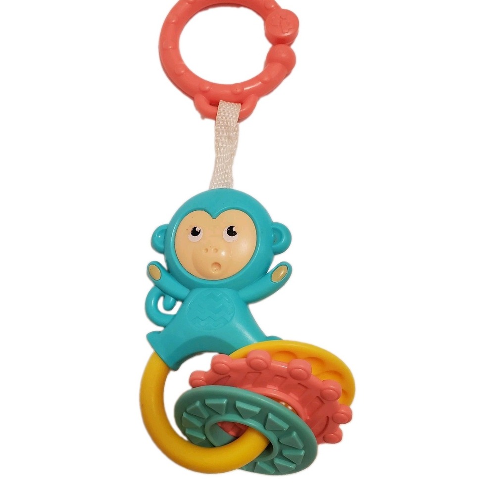 Fisher Price On the Go Baby Dome Seat Replacement Toy Monkey Rings Teal Rattle